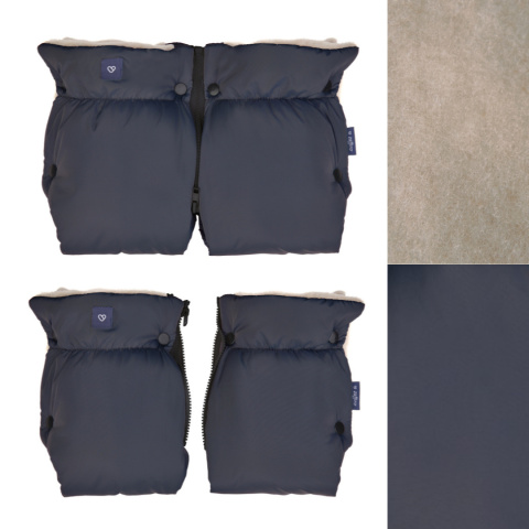 ZAFFIRO Dwuczęściowe Mufki 2w1 do wózka WEŁNA premium - GRAPHITE Cozy