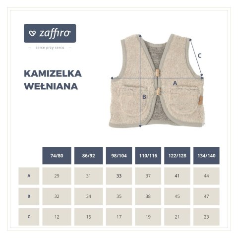 Zaffiro Kamizelka 100% wełna - Baranek Beige