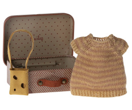 Maileg Ubranko myszki w walizce - Dzianinowa sukienka i torba