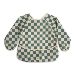 Mushie Long Sleeve Bib Olive CheckRainbow