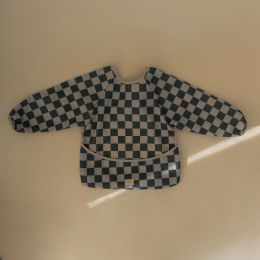 Mushie Long Sleeve Bib Olive CheckRainbow