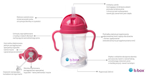 B.box bidon dla dzieci - kubek niekapek ze słomką 240 ml | błękitny