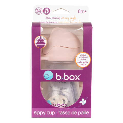 B.box bidon dla dzieci - kubek niekapek ze słomką 240 ml | różowy