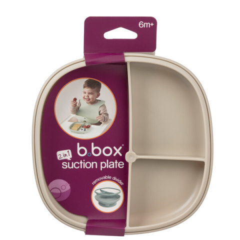 b.box Talerzyk z przyssawką dla dzieci trójdzielny 2w1 | latte