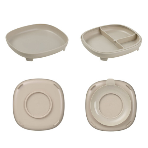 b.box Talerzyk z przyssawką dla dzieci trójdzielny 2w1 | latte