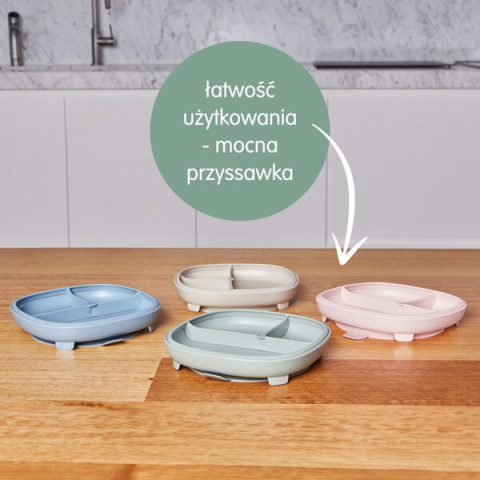 b.box Talerzyk z przyssawką dla dzieci trójdzielny 2w1 | latte