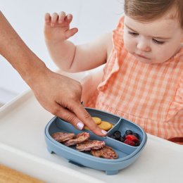 b.box Talerzyk z przyssawką dla dzieci trójdzielny 2w1 | błękitny