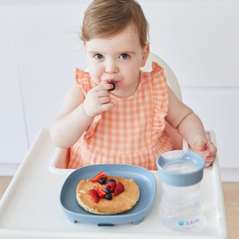 b.box Talerzyk z przyssawką dla dzieci trójdzielny 2w1 | błękitny