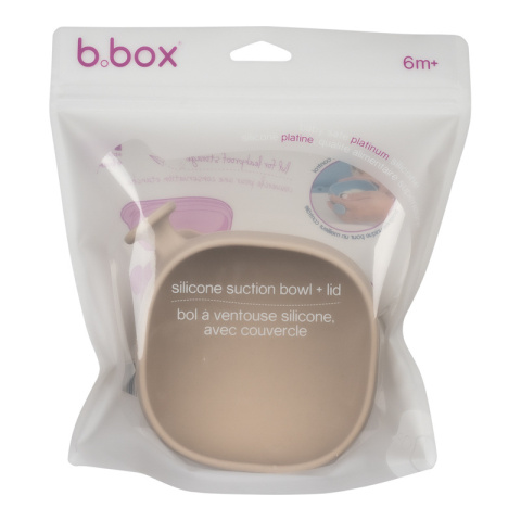 B.box Silikonowa miseczka z przyssawką i pokrywką | latte dla dzieci