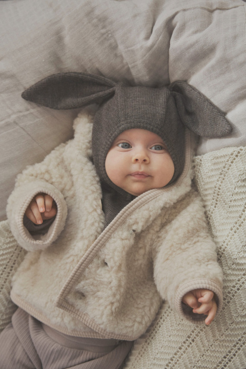 HUTTELiHUT Czapka Kominiarka Wełna Merino BUNNY Light | Brown Melange