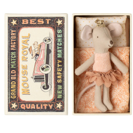 Maileg Myszka księżniczka, młodsza siostra w pudełku zapałek | Rodzina Królewska