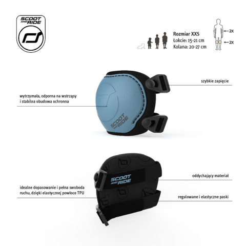 SCOOTANDRIDE Zestaw ochraniaczy dla dzieci XXS | Steel