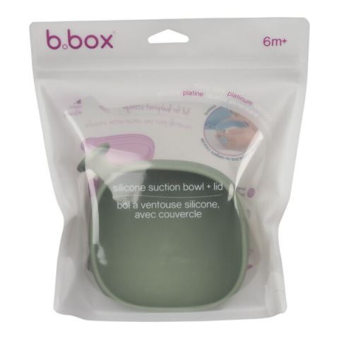 b.box Silikonowa miseczka z przyssawką i pokrywką | szałwiowa dla dzieci