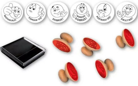 Adamigo Pieczątki motywujące. 6 stempli z ocenami