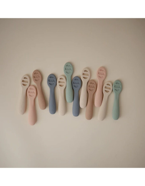 Mushie - Pierwsze Łyżeczki dla Niemowląt 2-pack - Natural/Shifiting Sand