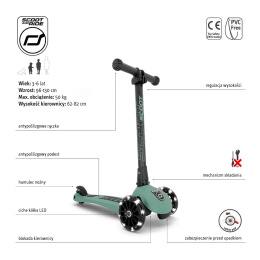SCOOTANDRIDE Highwaykick 3 LED Hulajnoga składana ze świecącymi kółkami 3+ | Forest