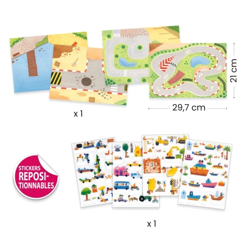 Djeco Naklejki wielokrotnego użytku 3D POJAZDY