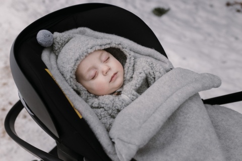 ZAFFIRO Komplet Śpiworek Mini + Mufki dwuczęściowe WEŁNA Premium Sierra | grey