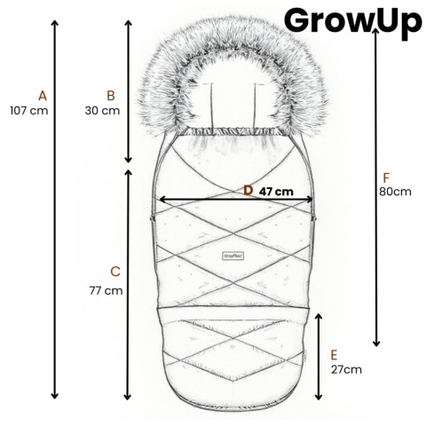 ZAFFIRO Regulowany śpiworek do wózka GrowUp 4.0 WEŁNA PREMIUM + BLACK