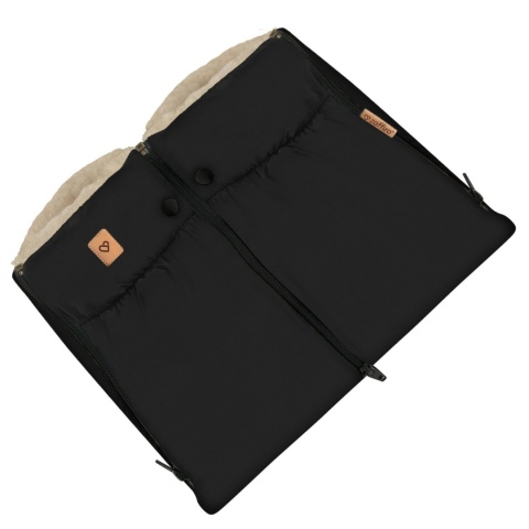 ZAFFIRO dwuczęściowe mufki 2w1 do wózka z WEŁNĄ | Nordico black czarne