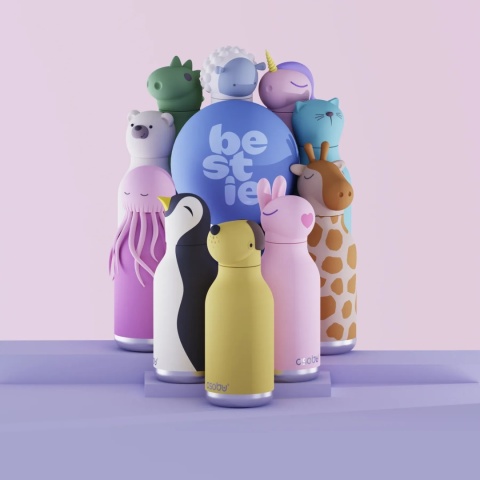 Asobu Butelka termiczna ze słomką Bestie | Jednorożec 460 ml
