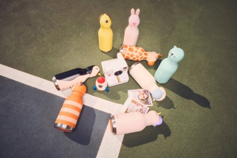 Asobu Butelka termiczna ze słomką Bestie | Pies Żółty 460 ml