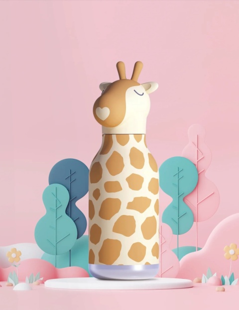 Asobu Butelka termiczna ze słomką Bestie | Żyrafa 460 ml