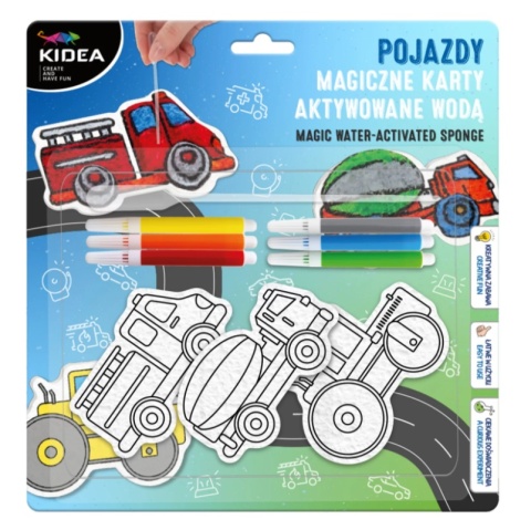 Kidea Magiczne karty aktywowane wodą | pojazdy