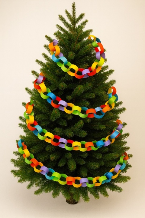 Łańcuch na choinkę kolorowy do samodzielego sklejania