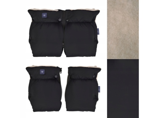 ZAFFIRO Dwuczęściowe Mufki 2w1 do wózka WEŁNA premium - BLACK Cozy