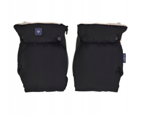 ZAFFIRO Dwuczęściowe Mufki 2w1 do wózka WEŁNA premium - BLACK Cozy