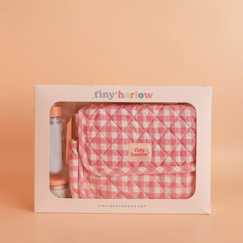 Tiny Harlow Torba z akcesoriami dla lalek | Pink Gingham