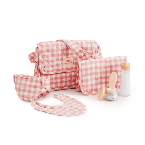 Tiny Harlow Torba z akcesoriami dla lalek | Pink Gingham