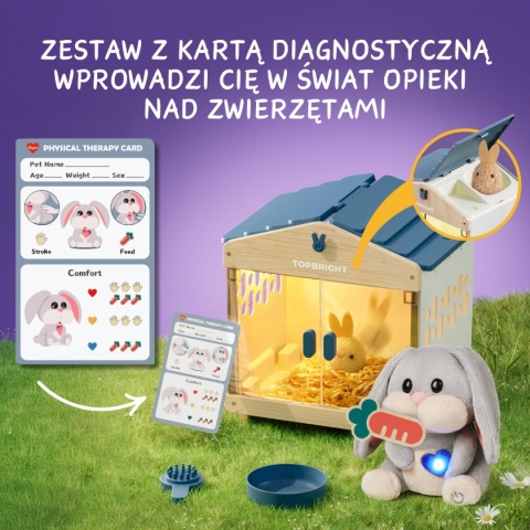 Topbright Pluszowa zabawka interaktywna Mummy Bunny | Zestaw edukacyjny opiekuna króliczka 36m+