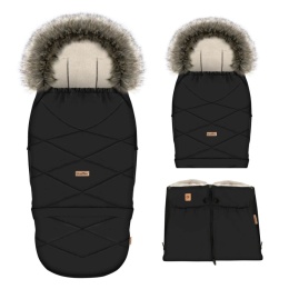 ZAFFIRO Komplet Śpiworek GrowUP + mufki Aspen wełna premium | black