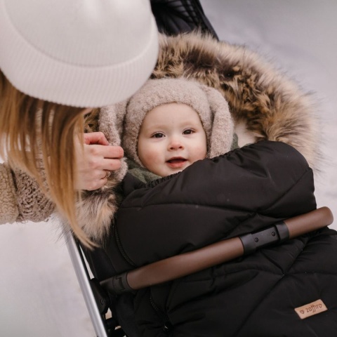 ZAFFIRO Komplet Śpiworek GrowUP + mufki Aspen wełna premium | black