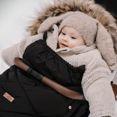 ZAFFIRO Komplet Śpiworek GrowUP + mufki Aspen wełna premium | black