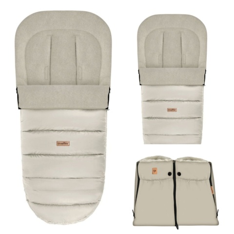 ZAFFIRO Komplet Śpiworek iGrow + mufki Aspen wełna premium | vanilla