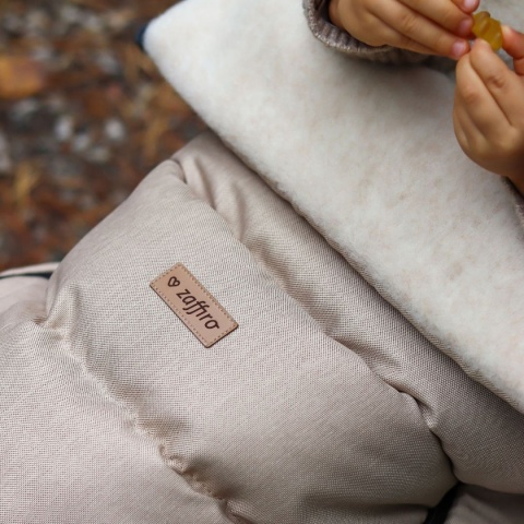 ZAFFIRO Komplet Śpiworek iGrow + mufki Scandi wełna premium | beige