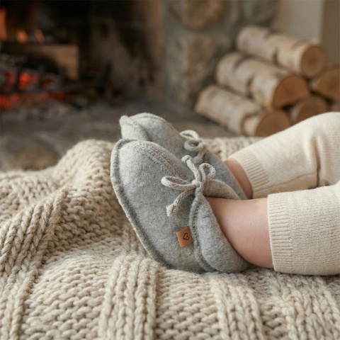 Zaffiro Buciki dziecięce Wełna premium Grey