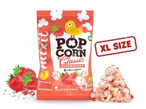 Mixit Duży BIO popcorn | Truskawka (75g)