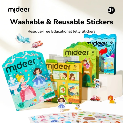 mideer Zestaw wielorazowych żelowych naklejek | The Bustling Traffic