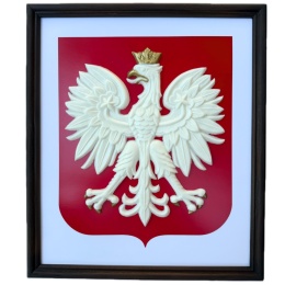 Godło Polski 3D – Urzędowy Wzór w Eleganckiej Drewnianej Ramie