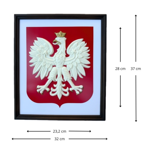 Godło Polski 3D – Urzędowy Wzór w Eleganckiej Drewnianej Ramie