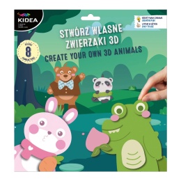 Kidea Stwórz własne zwierzaki 3D 8 wzorów Zestaw kreatywny z naklejkami