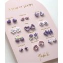 Kolczyki ROK POEZJI Fioletowe 12 par | ceramika i stal nierdzewna Yuko B.