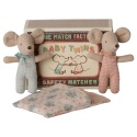 Maileg Myszki Bliźniaki w pudełku zapałek - Twins in matchbox kratka