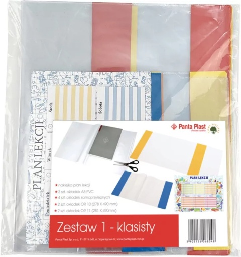 Okładki zestaw 1-klasisty Zestaw okładek 10szt + plan lekcji
