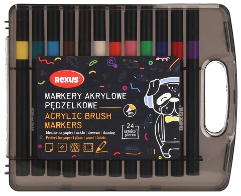 Rexus Markery akrylowe pędzelkowe 24 kolory