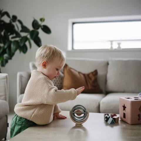 Mushie Zabawka z przyssawką | Kula Spinner dla Niemowlaka 3D Ball